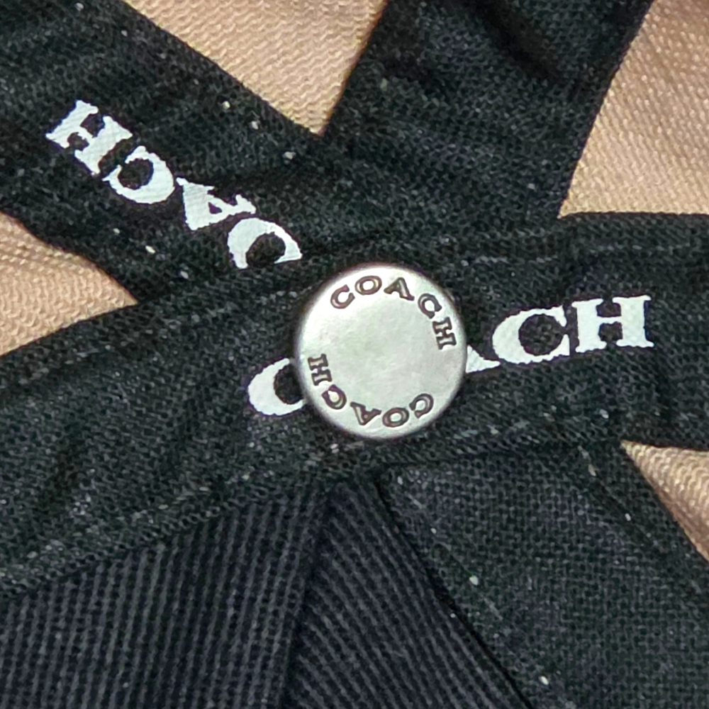 Coach New York Tan Baseball Cap Embroidered Logo Leather Strap Metal Hardware - Picture 3 of 16